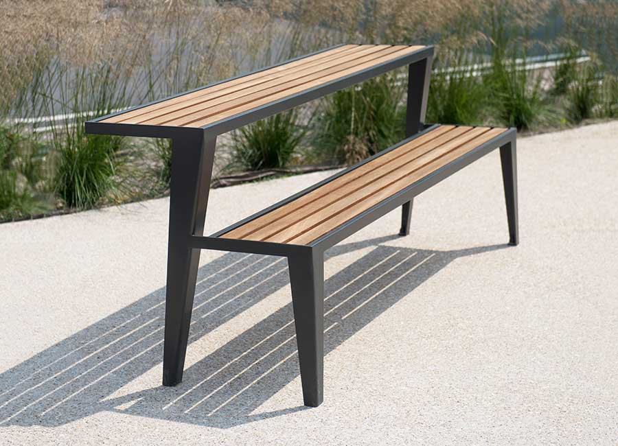 Table-banc CHICAGO BOIS conçu et fabriqué par Aréa mobilier urbain