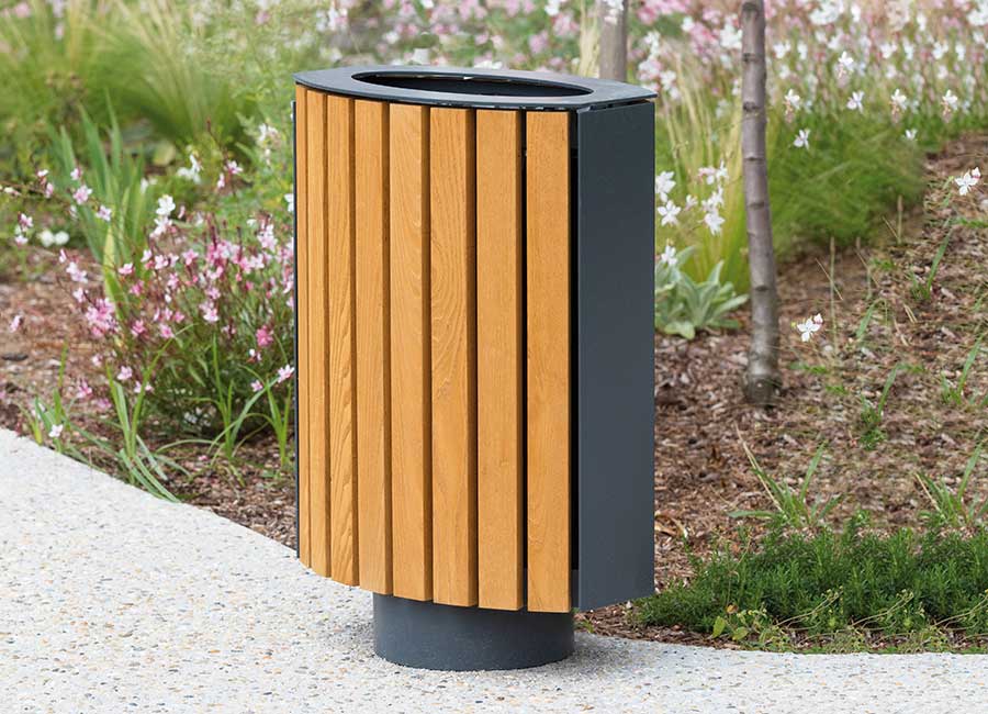 Corbeille 50L BAMBOU BOIS conçu et fabriqué par Aréa mobilier urbain