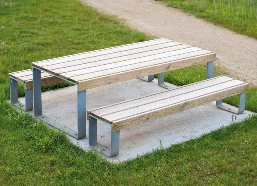 Ensemble table et bancs enfant ATLANTIQUE BOIS conçu et fabriqué par Aréa mobilier urbain