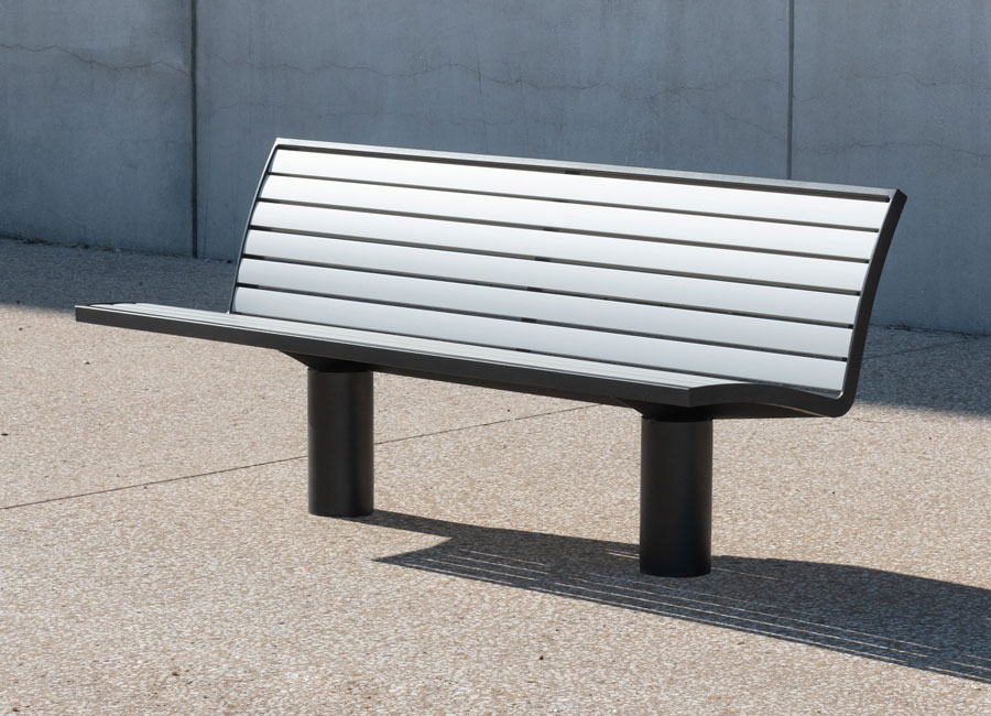 Bench with backrest - Denver aluminium