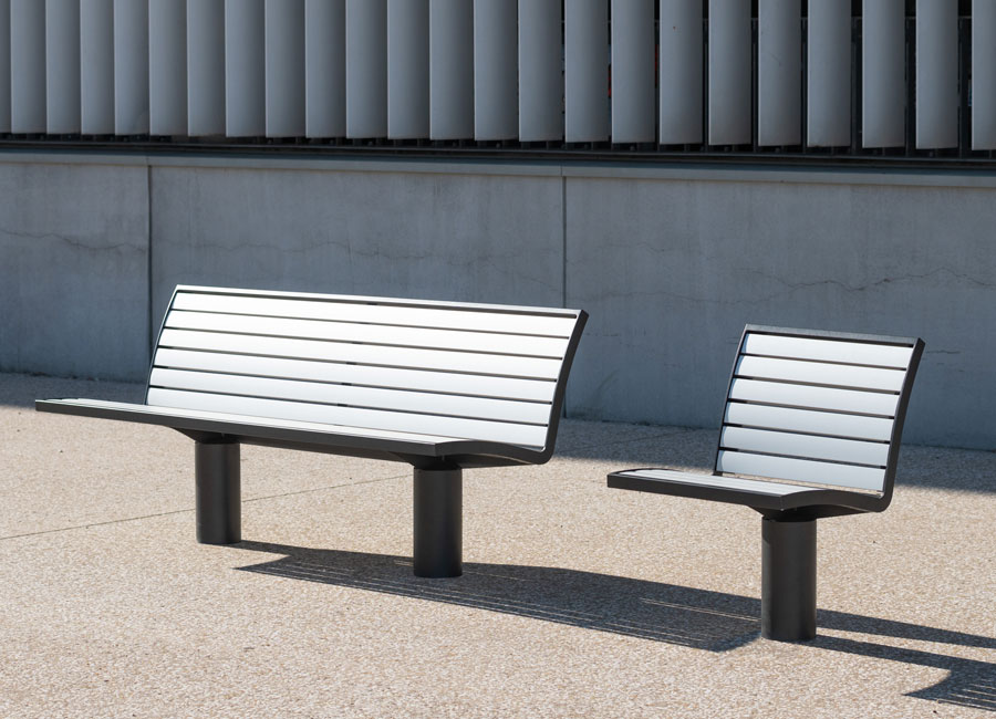 Banc et chaise Denver aluminium conçu et fabriqué par Aréa mobilier urbain