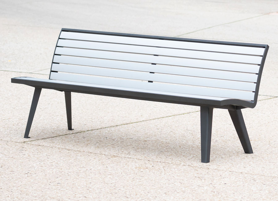 Bench with backrest - Montréal aluminium