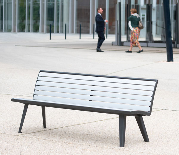 Area - Bench with backrest - Montréal aluminium