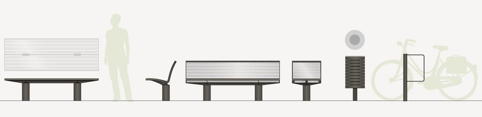 Banc simple Toronto conçu et fabriqué par Aréa mobilier urbain