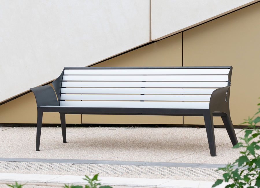 Bench with backrest - Vancouver aluminium