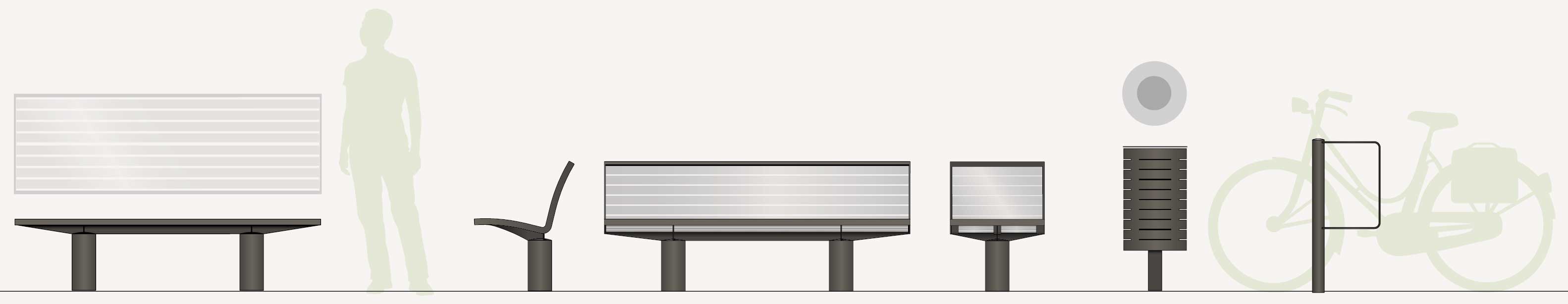 Banc simple TORONTO ALUMINIUM conçu et fabriqué par Aréa mobilier urbain