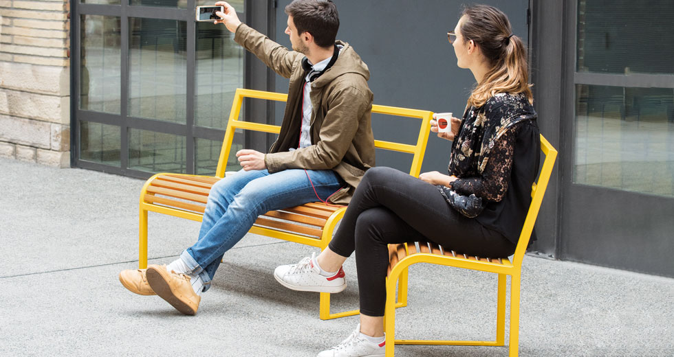 Area - Bench with backrest - Antibes Wood