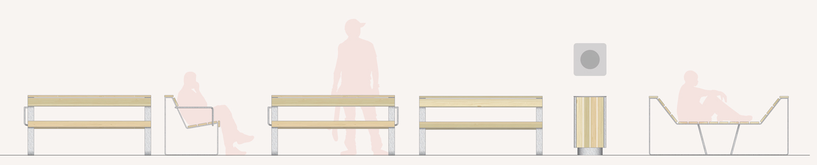 Gamme de mobilier urbain coordonnée