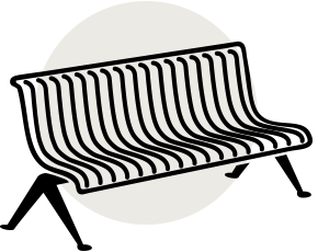 area mobilier urbain picto banc noir